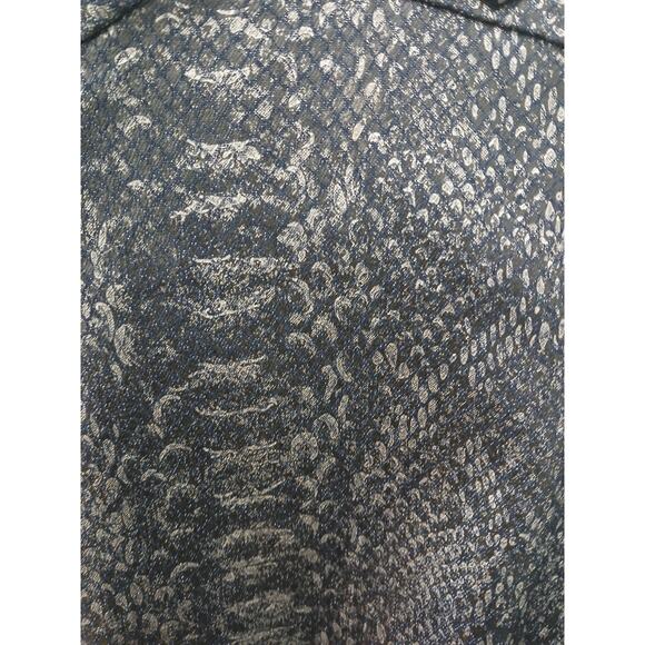 E39 By Eric Blk Silver Snake Print Leather Look Jacket Chrystal Details Zipper M - Picture 6 of 10